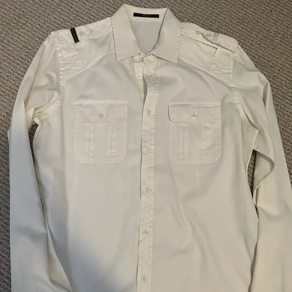 Gucci | Shirts | Mens Gucci Button Down Dress Shirt In White 437 | Poshmark